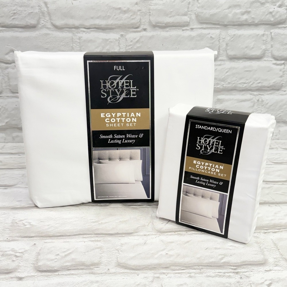 Hotel Style 600TC Egyptian Cotton Sateen Full Size Sheet Set 6pc White Luxury